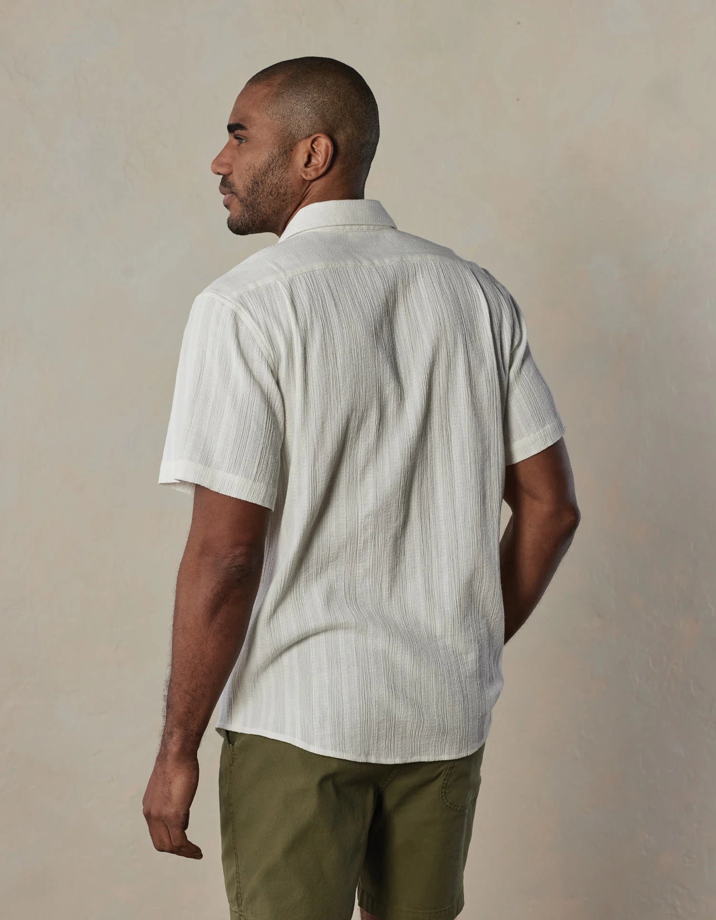 Freshwater button up shirt- Ivory Crinkle Dobby